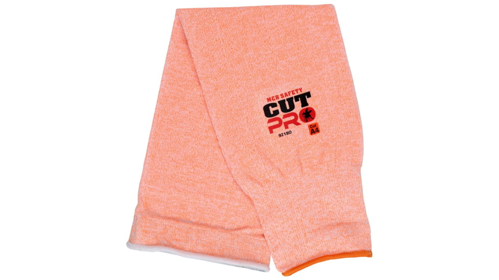 MCR Safety Cut Pro Sleeves 13 Gauge Hypermax Hi-Vis Silicone Bicep Grip Pads, 20in Length, ANSI Cut A4, Orange, One Size, 9218O