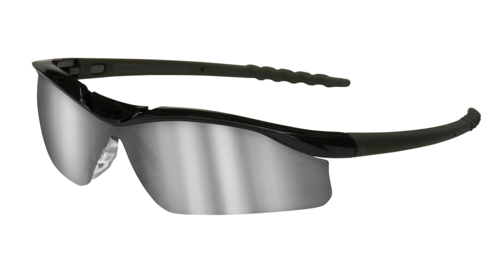 MCR Safety DL1 Series Safety Glasses, Soft TPR Nose Piece, Silver Mirror/Black Frame, One Size, DL117
