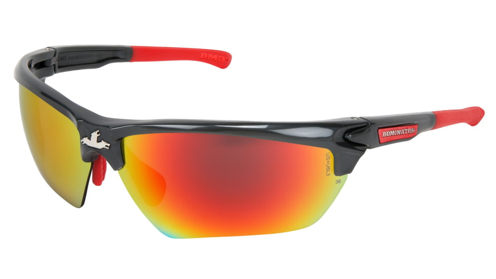 MCR Safety Dominator DM3 Series Safety Glasses, MAX36 Lenses, Adjustable Wire Core Temples and Nose Piece, Fire Mirror, One Size, DM131RDC