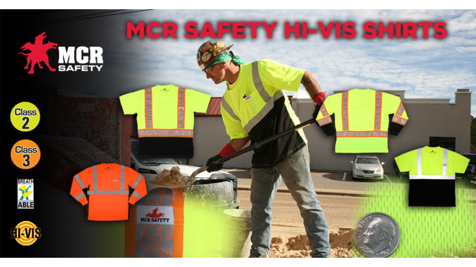 MCR Safety FFLTC3SLXL Hi Vis Safety Work T-Shirts, Soft Poly Birdseye Mesh, Long Sleeve and Tagless Design, ANSI 107 Type R Class 3, Lime, XL, FFLTC3SLXL