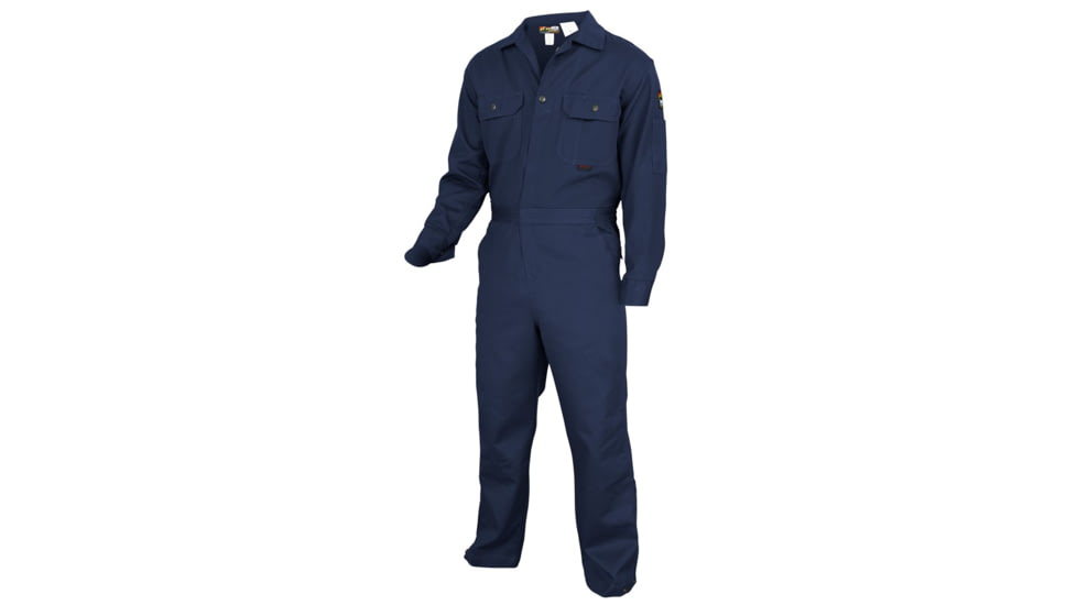 MCR Safety Flame Resistant Deluxe Coverall, 88% Cotton 12% Nylon, Navy Blue, 42, DC1N42