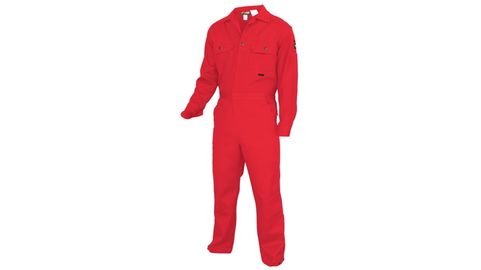 MCR Safety Flame Resistant Deluxe Coverall, 88% Cotton 12% Nylon, Red, 38, DC1R38