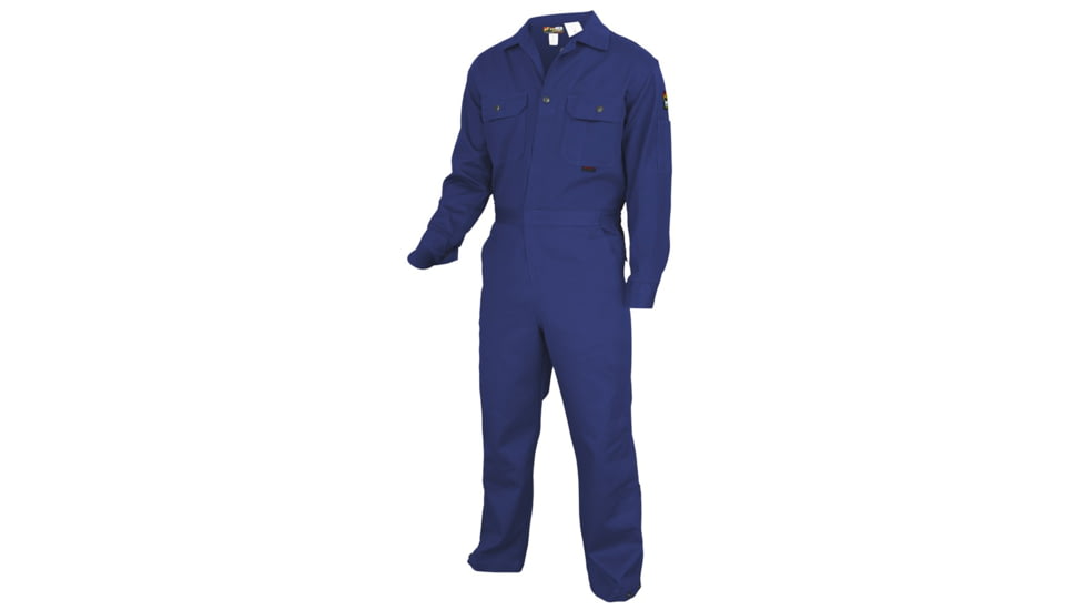 MCR Safety Flame Resistant Deluxe Coverall, 88% Cotton 12% Nylon, Royal Blue, 42 TALL, DC1B42T