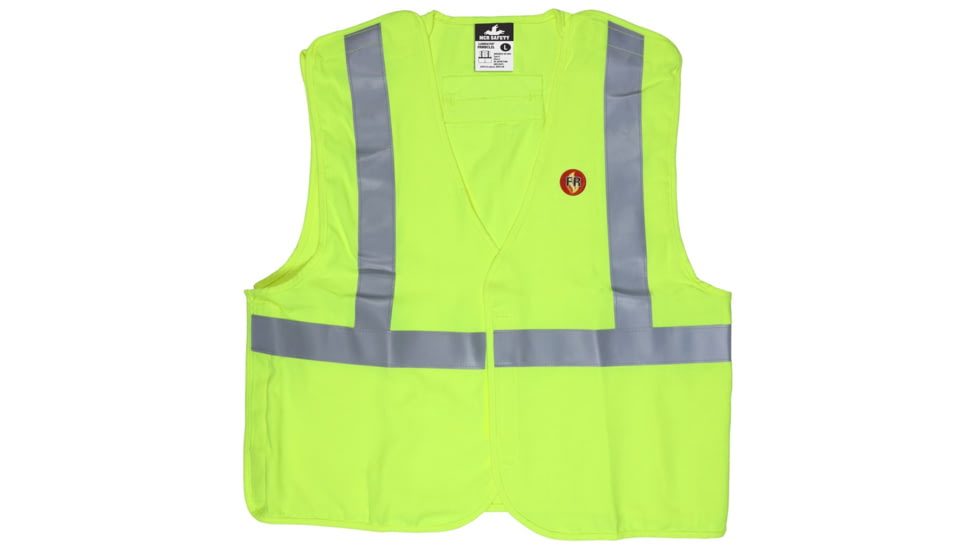MCR Safety Flame Resistant Safety Vest, Class 2 Break Away Pattern, Modacrylic Blend with 2in Silver Stripes, Fluorescent Lime, M, FRMBCL2LM
