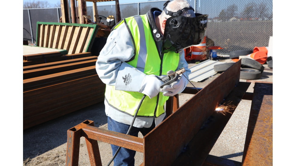 MCR Safety Flame Resistant Safety Vest, Class 2 Modacrylic/Aramid Blend, 2in Silver Stripes, Fluorescent Lime, L, FRMCL2LL