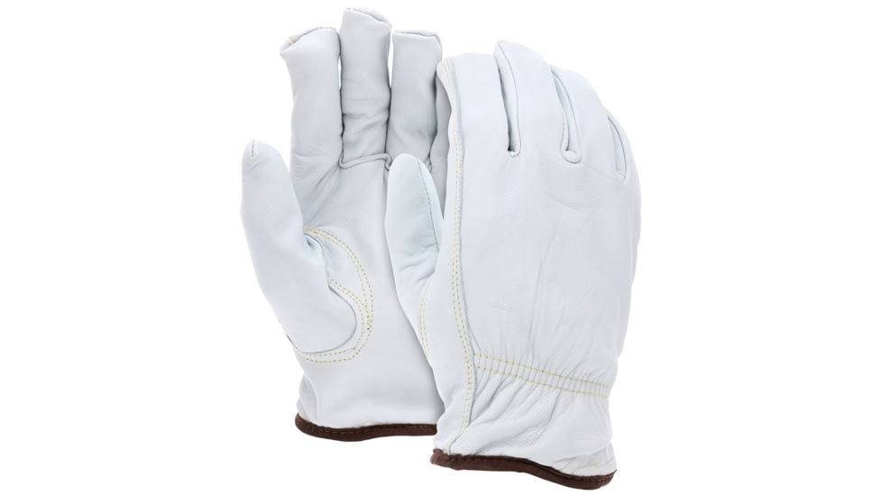 MCR Safety Goatskin Leather Drivers Work Gloves, Select Grain Goatskin Leather, Cut Resistant ARX Liner, Keystone Thumb, White, Medium, 3613HM