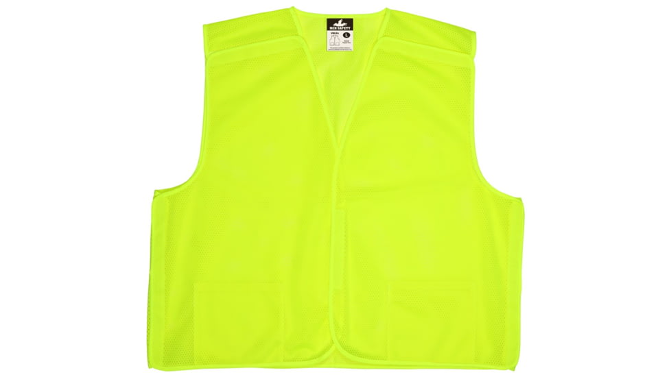 MCR Safety Hi Vis Fluorescent Safety Vest, Lightweight Breathable Mesh, No Reflective Striping - Non-ANSI, Fluorescent Lime, S, VMLBAS