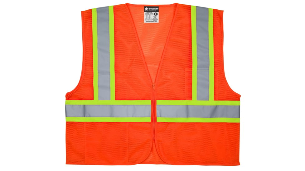 MCR Safety Hi Vis Reflective Safety Vest, ANSI Type R Class 2, 3.5in Silver Stripes, Zipper Front Closure, Limited Flammability, Fluorescent Orange, XL, VWCCL2OFRXL