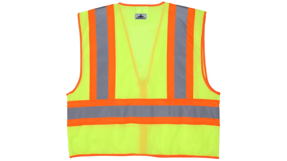 MCR Safety Hi Vis Reflective Safety Vest, ANSI Type R Class 2, 4.5in Silver Stripes, Zipper Front Closure, Fluorescent Lime, S, WCCL2LS