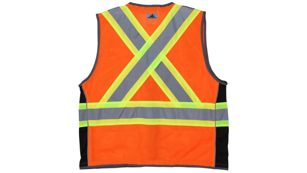 MCR Safety Hi Vis Reflective Safety Vest, ANSI Type R Class 2, CSA Z96 Class 2, Mesh with 3in Silver Stripes, Zipper Front Closure, Fluorescent Orange, 4X, SURVCS2OX4