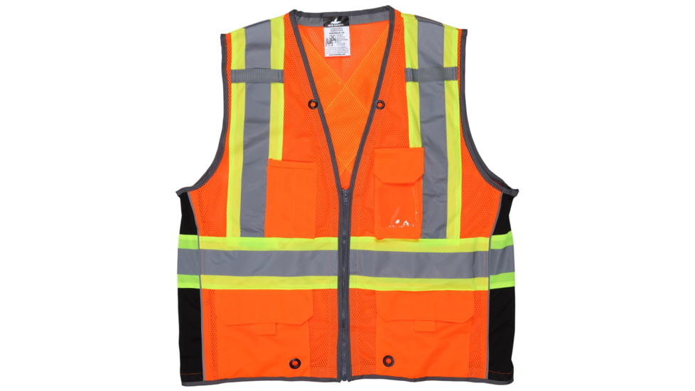 MCR Safety Hi Vis Reflective Safety Vest, ANSI Type R Class 2, CSA Z96 Class 2, Mesh with 3in Silver Stripes, Zipper Front Closure, Fluorescent Orange, 4X, SURVCS2OX4