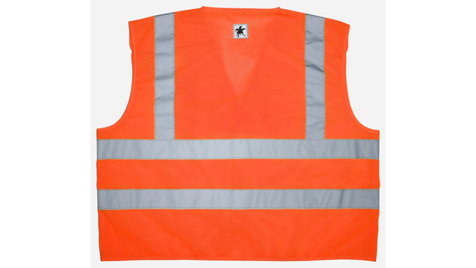 MCR Safety Hi Vis Reflective Safety Vest, ANSI Type R Class 2, Mesh with 2in Dual Silver Stripes, Breakaway Design with Hook and Loop Closures, Fluorescent Orange, 3X, CL2MO2X3