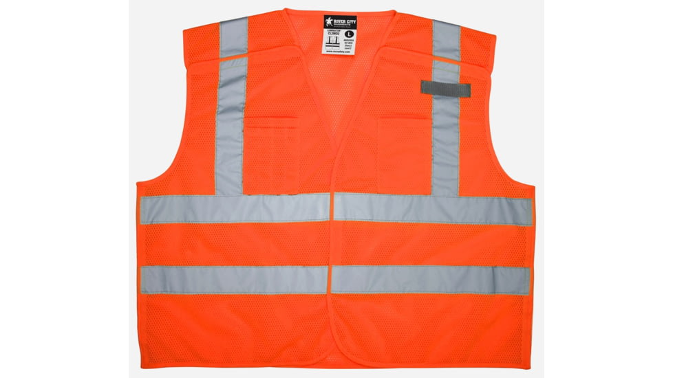 MCR Safety Hi Vis Reflective Safety Vest, ANSI Type R Class 2, Mesh with 2in Dual Silver Stripes, Breakaway Design with Hook and Loop Closures, Fluorescent Orange, 3X, CL2MO2X3
