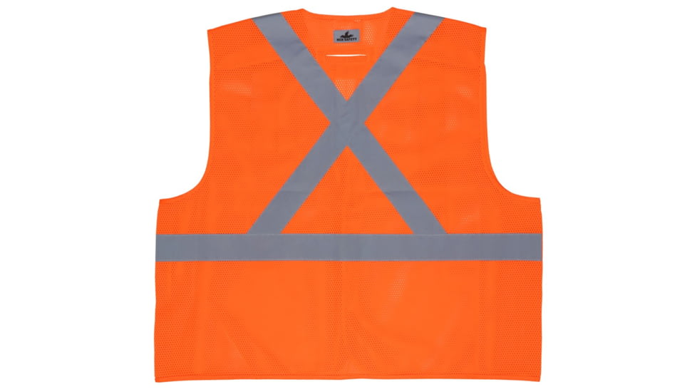 MCR Safety Hi Vis Reflective Safety Vest, ANSI Type R Class 2, Mesh with 2in Silver Stripes, Five Point Break Away Design, Fluorescent Orange, 2X, RXCL2MOX2
