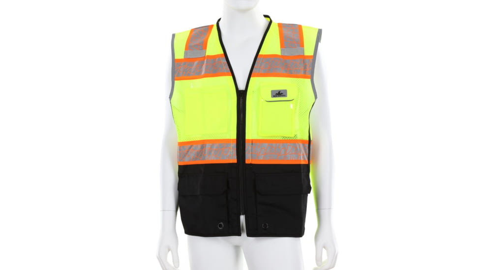 MCR Safety Hi Vis Reflective Safety Vest, ANSI Type R Class 2, Mesh with 3in Silver Stripes, Trimmed with Silver Reflective, Zipper Front Closure, Fluorescent Lime, S, SURVCL2LSS
