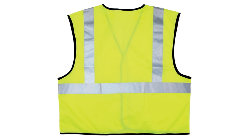 MCR Safety Hi Vis Reflective Safety Vest, ANSI Type R Class 2, Solid with 2in Silver Stripes, Hook and Loop Front Closure, Limited Flammability, Fluorescent Lime, 2X, VCL2SLFRX2