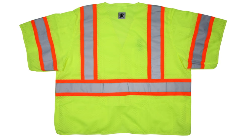 MCR Safety Hi Vis Reflective Safety Vest, ANSI Type R Class 3, Mesh with 3in Silver Stripes, Hook and Loop Front Closure, Fluorescent Lime, L, SURVCL3LL