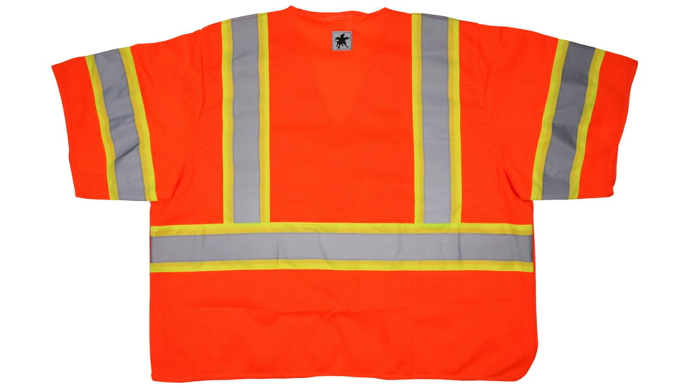 MCR Safety Hi Vis Reflective Safety Vest, ANSI Type R Class 3, Mesh with 3in Silver Stripes, Hook and Loop Front Closure, Fluorescent Orange, 4X, SURVCL3OX4