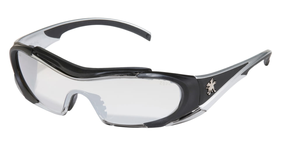 MCR Safety HL1 Series Safety Glasses, Anti-Fog Coating, Non-Slip TPR Temples and Nose Piece, Extended Brow Guard, I/O Clear Mirror, One Size, HL119AF