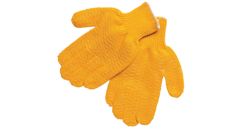 MCR Safety Honey Grip Work Gloves, Acrylic Polyester String Knit, PVC Honeycomb Criss-Cross Grip, Clear/Orange, Small, 9675S