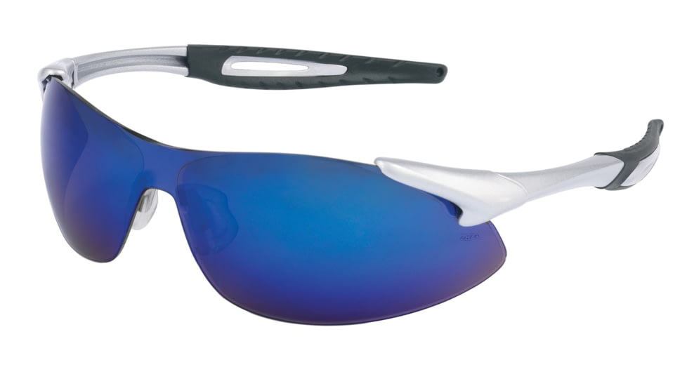 MCR Safety IA128B IA1 Series Safety Glasses, Extremely Flexible Temples, Non-Slip Temples and Soft TPR Nose Piece, Blue Diamond Mirror, One Size, IA128B