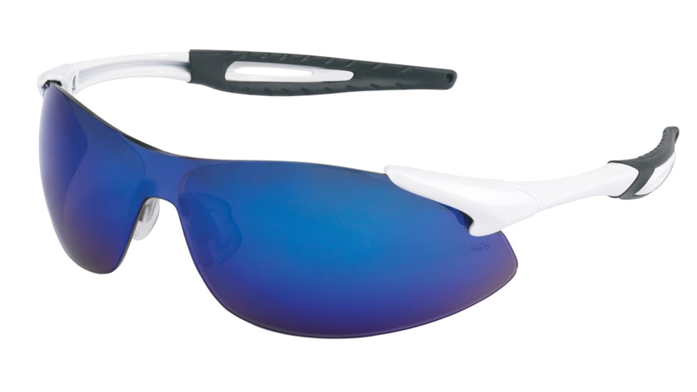 MCR Safety IA138B IA1 Series Safety Glasses, Extremely Flexible Temples, Non-Slip Temples and Soft TPR Nose Piece, Blue Diamond Mirror, One Size, IA138B