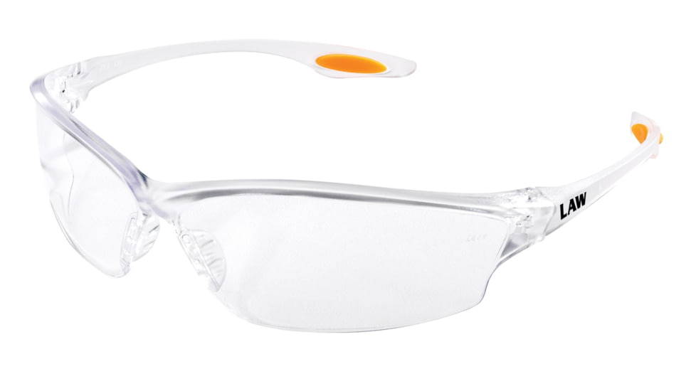 MCR Safety Law LW2 Series Safety Glasses, Anti-Fog Lens, Soft Secure TPR Nose Piece and Temple Inserts, Clear, One Size, LW210AF