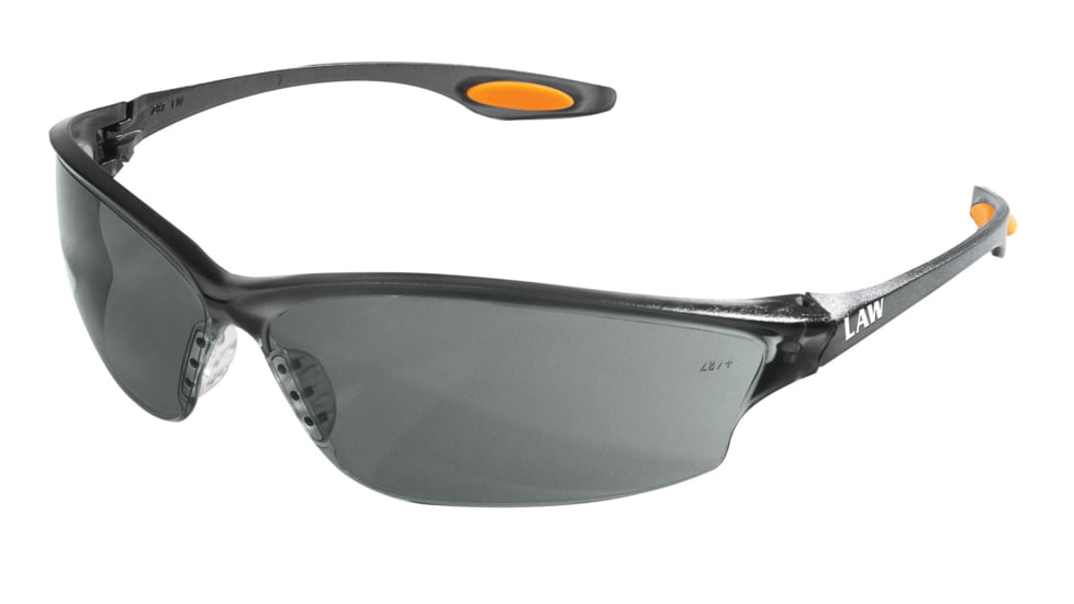 MCR Safety Law LW2 Series Safety Glasses, Soft Secure TPR Nose Piece and Temple Inserts, Gray, One Size, LW212