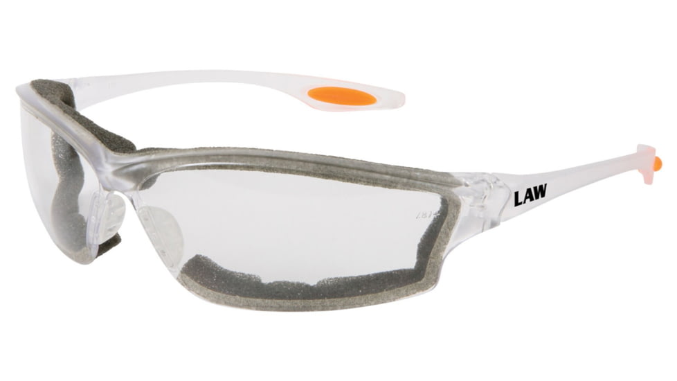 MCR Safety Law LW3 Series Foam Lined Safety Glasses, Soft Secure TPR Nose Piece and Temple Inserts, Clear, One Size, LW310AF