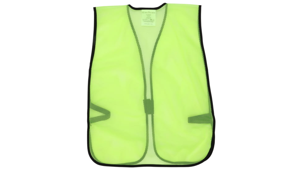 MCR Safety Mesh Safety Vest, Lightweight Poly Mesh, Non-ANSI Rated, Fluorescent Lime, One Size, V200