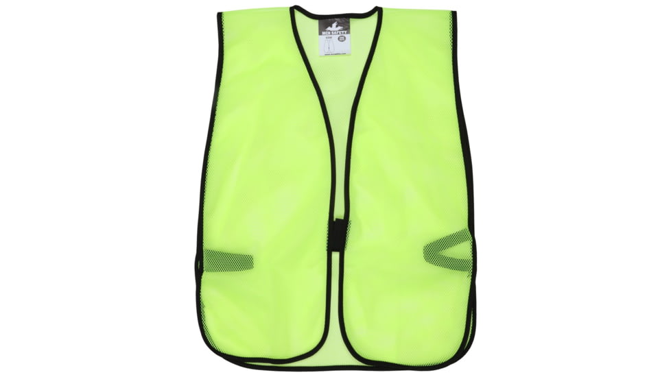 MCR Safety Mesh Safety Vest, Lightweight Poly Mesh, Non-ANSI Rated, Fluorescent Lime, One Size, V200
