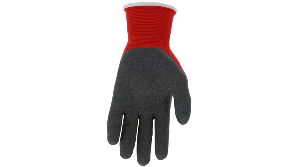 MCR Safety Ninja Flex Work Gloves, 15 Gauge Nylon Shell, Latex Coated Palm and Fingertips, Gray/Red, Medium, N9680M