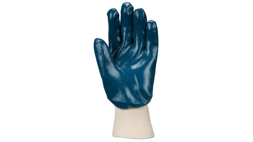 MCR Safety Predator Series Over the Knuckle Nitrile Coated Work Gloves, Palm Reinforced with DuPont Kevlar, Knit Wrist and Jersey Lined, Blue/White, Large, 9760KW