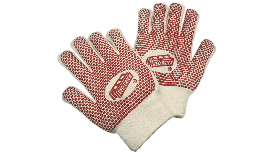 MCR Safety Red Brick Terrycloth Heat Resistant Gloves, Heavy Weight 2-Ply Construction, Loop-in Terrycloth, Nitrile Blocks on Both Sides, Russet/Natural, Large, 9460K