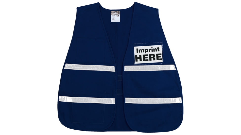 MCR Safety Reflectiv Incident Command Safety Vest, Poly Cotton, 1in Reflective Stripes, Hook and Loop Front Closure, Blue, One Size, ICV203