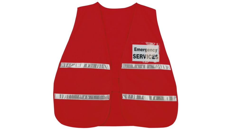 MCR Safety Reflectiv Incident Command Safety Vest, Poly Cotton, 1in Reflective Stripes, Hook and Loop Front Closure, Red, One Size, ICV204
