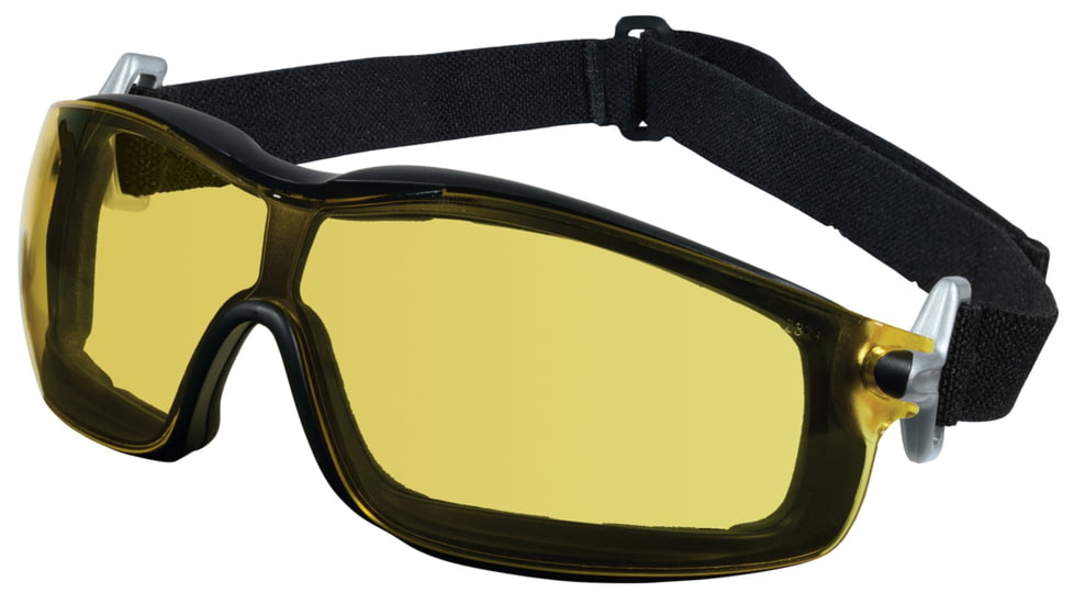 MCR Safety RT1 Series Foam Lined Safety Glasses, Anti-Fog Lens, Adjustable Ratcheting Temples, Amber, One Size, RT114AF