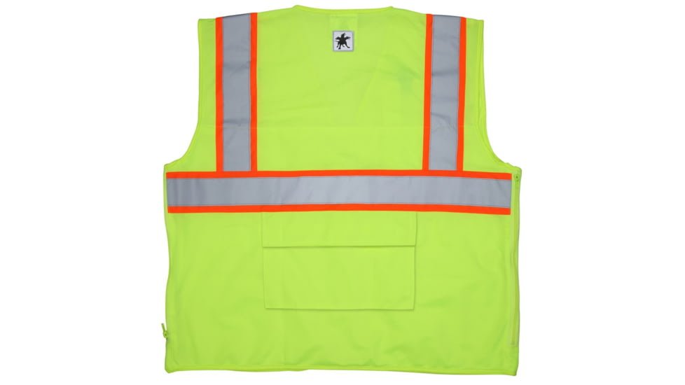 MCR Safety Safety Vest, Class 2, 3in Silver Reflective, Zipper, Back Plan Pocket, Fluorescent Lime, 4X, SURVCL2PLX4
