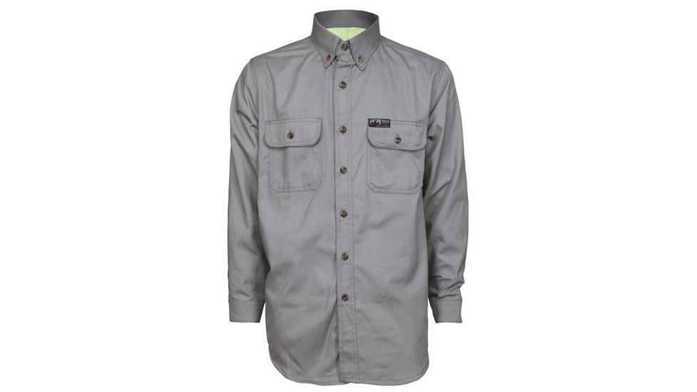 MCR Safety SBS2001XLT Summit Breeze Flame Resistant Shirt, 7oz 100% Cotton, with Vented Underarms and Back, CAT 2, Gray, XL, SBS2001XLT