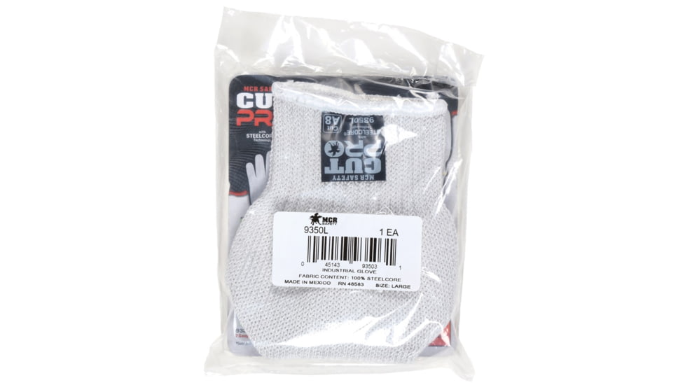 MCR Safety Steelcore 2 7 Gauge Regular Weight Cut Resistant Work Gloves, Polyester Wrapped Stainless Steel, White, X - Small, 9350XS