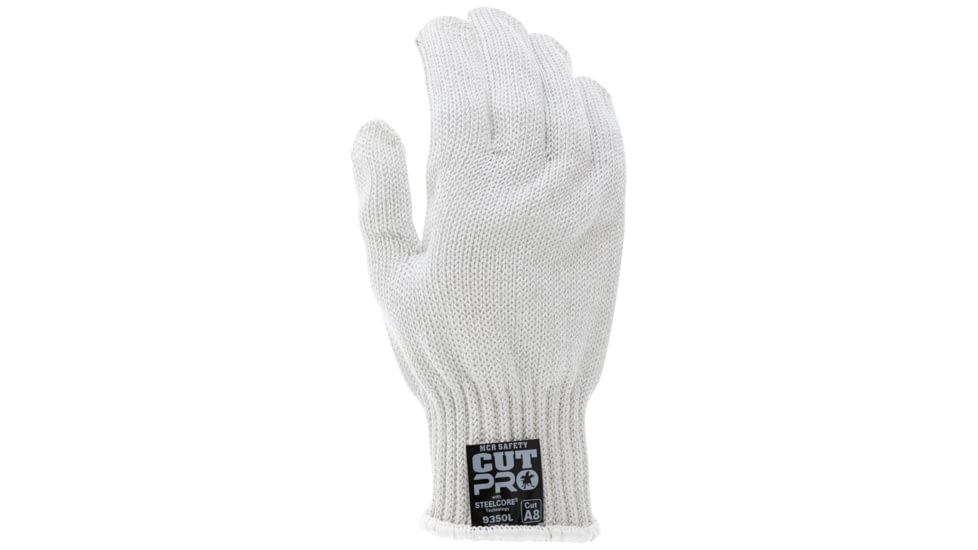 MCR Safety Steelcore 2 7 Gauge Regular Weight Cut Resistant Work Gloves, Polyester Wrapped Stainless Steel, White, X - Small, 9350XS