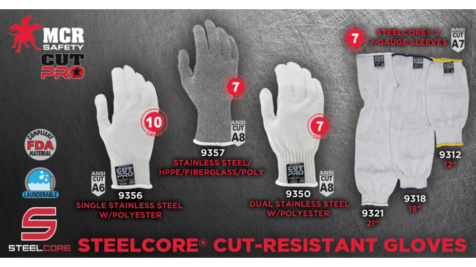 MCR Safety Steelcore ll 7 Gauge Cut Resistant Arm Sleeves - Mens, 12 x 6 1/4in, 9312