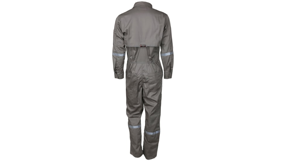 MCR Safety Summit Breeze Flame Resistant Coverall, 7oz Cotton, Long Sleeve Coverall with Vented Underarms and Back, 1in Silver Reflective Stripes, CAT 2, Gray, 201138T, SBC201138T