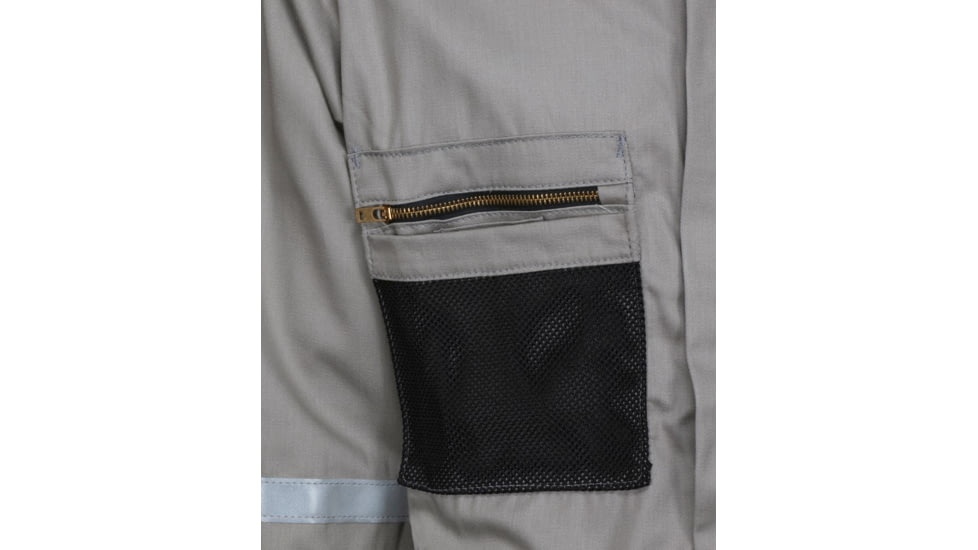 MCR Safety Summit Breeze Flame Resistant Coverall, 7oz Cotton, Long Sleeve Coverall with Vented Underarms and Back, 1in Silver Reflective Stripes, CAT 2, Gray, 201138T, SBC201138T