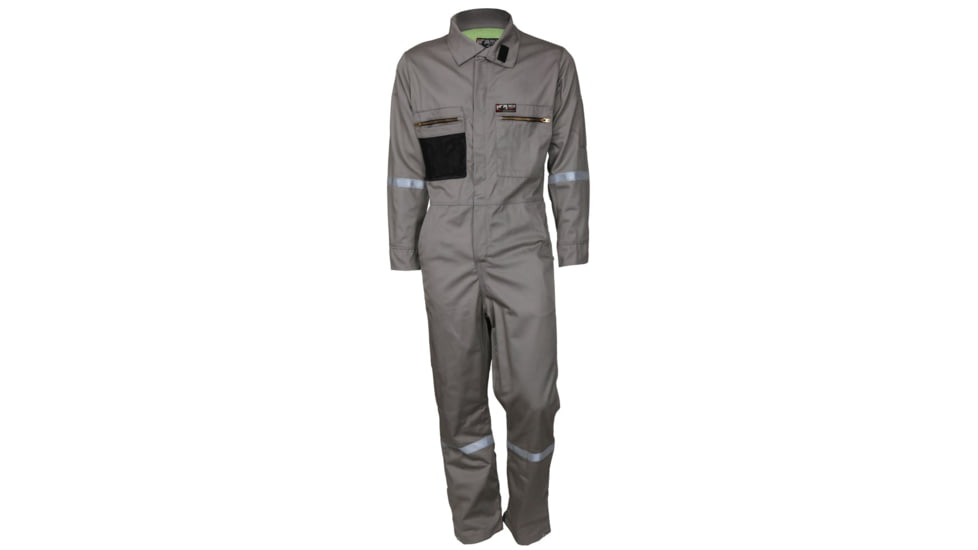 MCR Safety Summit Breeze Flame Resistant Coverall, 7oz Cotton, Long Sleeve Coverall with Vented Underarms and Back, 1in Silver Reflective Stripes, CAT 2, Gray, 201138T, SBC201138T