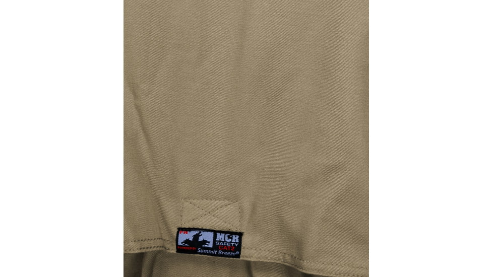 MCR Safety Summit Breeze Flame Resistant Coverall, 7oz Cotton, Long Sleeve Coverall with Vented Underarms and Back, 1in Silver Reflective Stripes, CAT 2, Tan, 201342T, SBC201342T