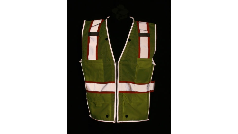MCR Safety SURVCL2LX2 Hi Vis Reflective Safety Vest, ANSI Type R Class 2, Mesh with 3in Silver Stripes, Trimmed with Silver Reflective, Zipper Front Closure, Fluorescent Lime, 2X, SURVCL2LX2