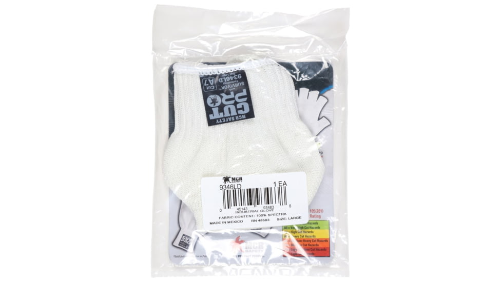 MCR Safety Survivor 10 Gauge Cut Resistant Work Gloves, Light Weight and Cool, White, Medium, 9346MD