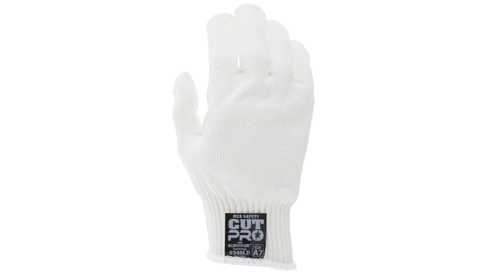 MCR Safety Survivor 10 Gauge Cut Resistant Work Gloves, Light Weight and Cool, White, Medium, 9346MD