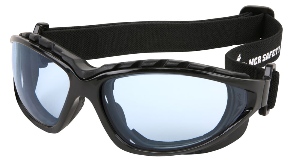 MCR Safety Swagger RP3 Series Foam Lined Safety Glasses, MAX6 Anti-Fog Lenses, Interchangeable Head Band Included, Light Blue, One Size, RP313PF